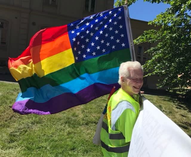Rick with the Pride flag