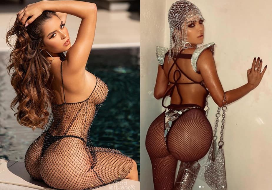 Фотосессия известной модели В сетчатом комбинезоне