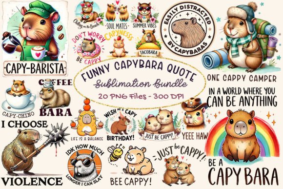 Funny Capybara Quote Bundle Designs