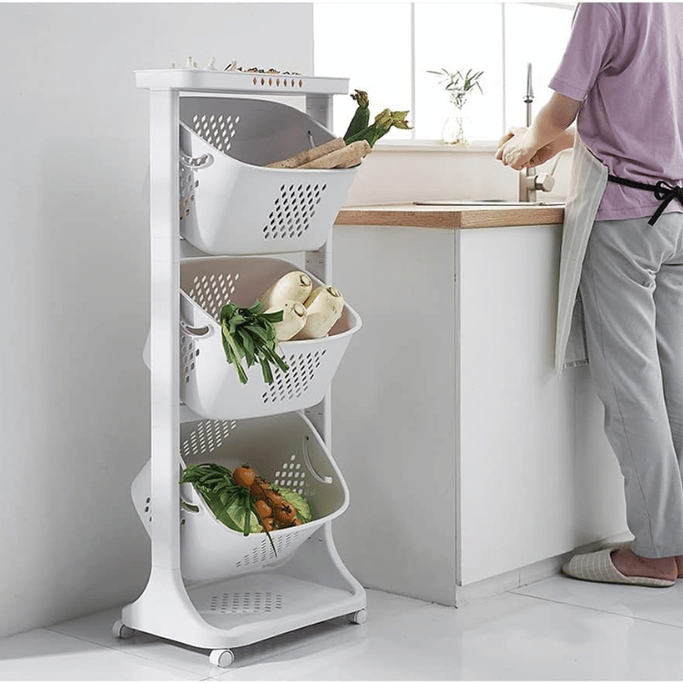 Kitchen And Bathroom Storage Rack With Dual Baskets UK0162