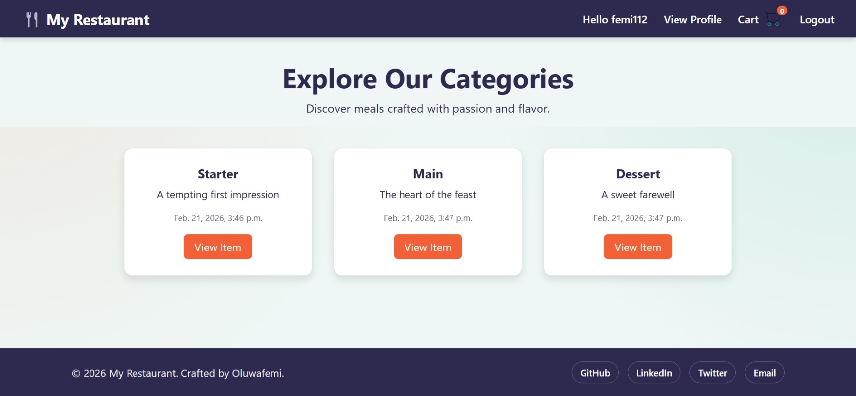 Restaurant Ordering System