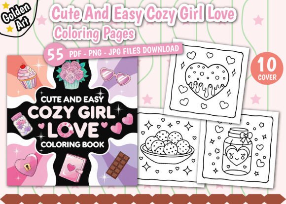 Cozy Girl Love Coloring Pages Bundle