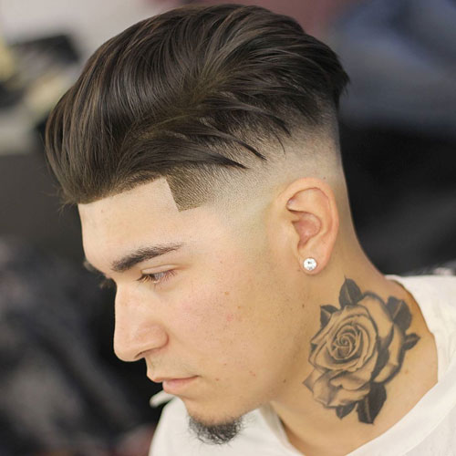 Long Slicked Back + High Bald Fade + Line Up