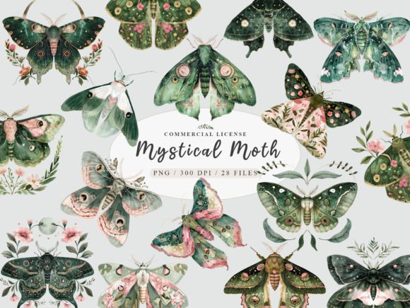 Mystical Moth Clipart Collection