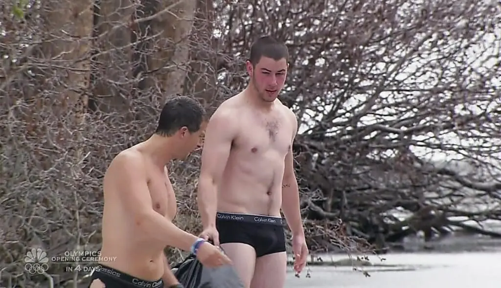 Nick Jonas bulge with Bear Grylls