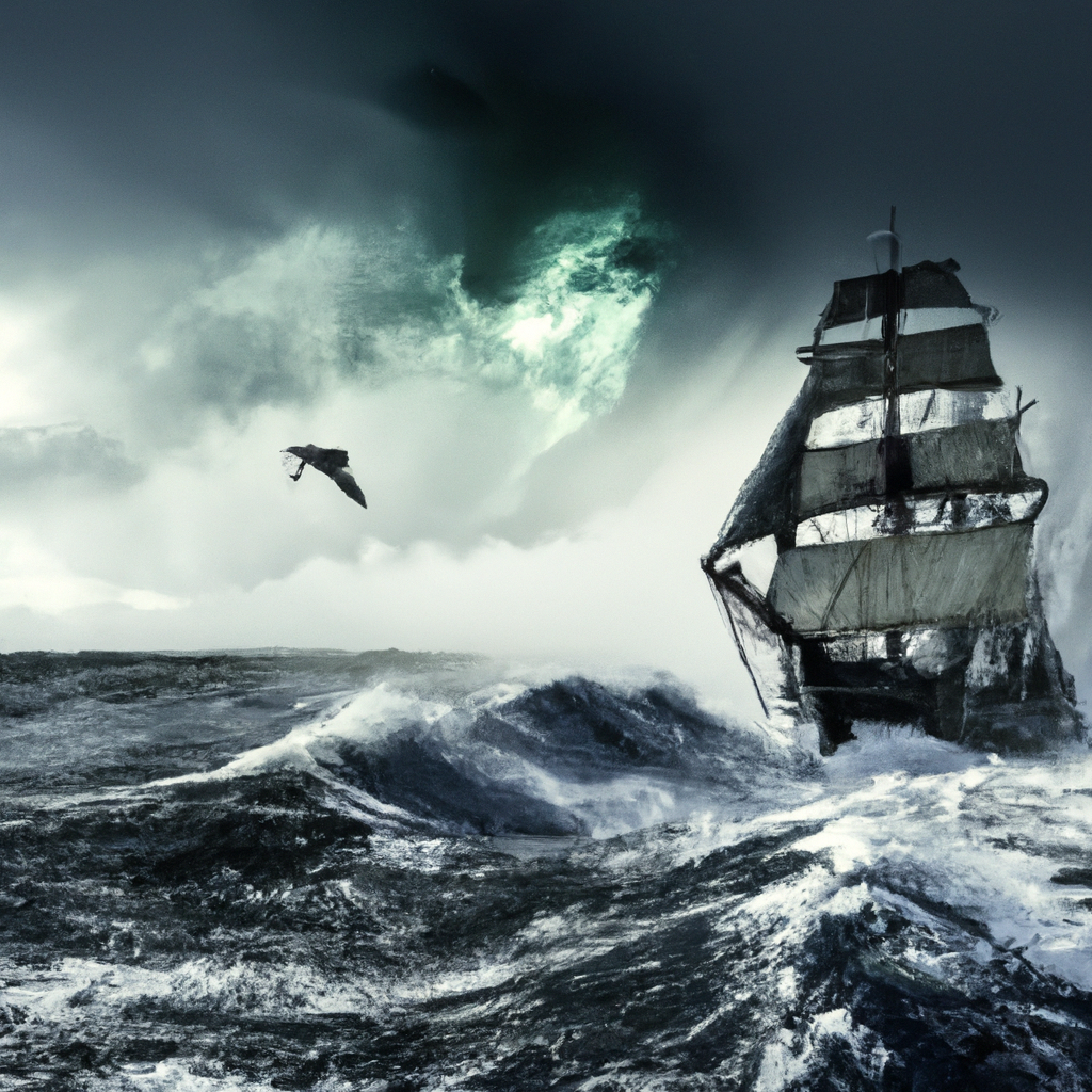 sailing ship, storm, ocean