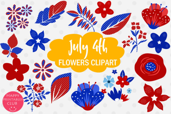 July 4th Flowers Clipart Collection