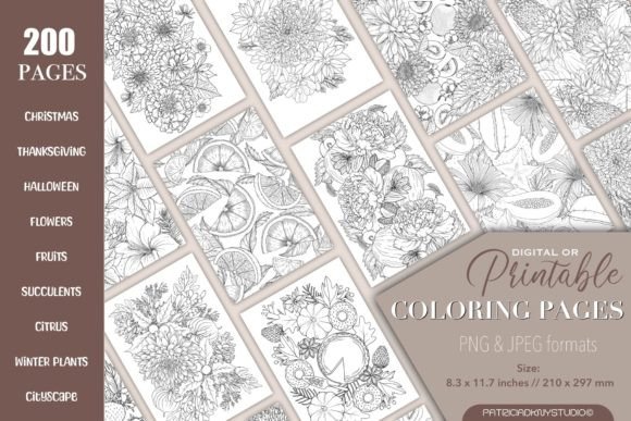 Fruits and Veggies: Bright Coloring Pages for Toddlers