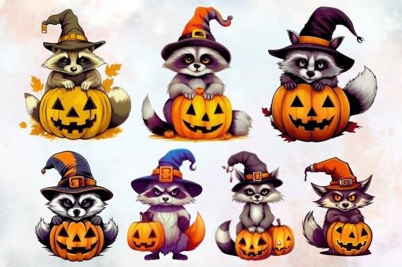 Halloween Raccoon Clipart Sublimation