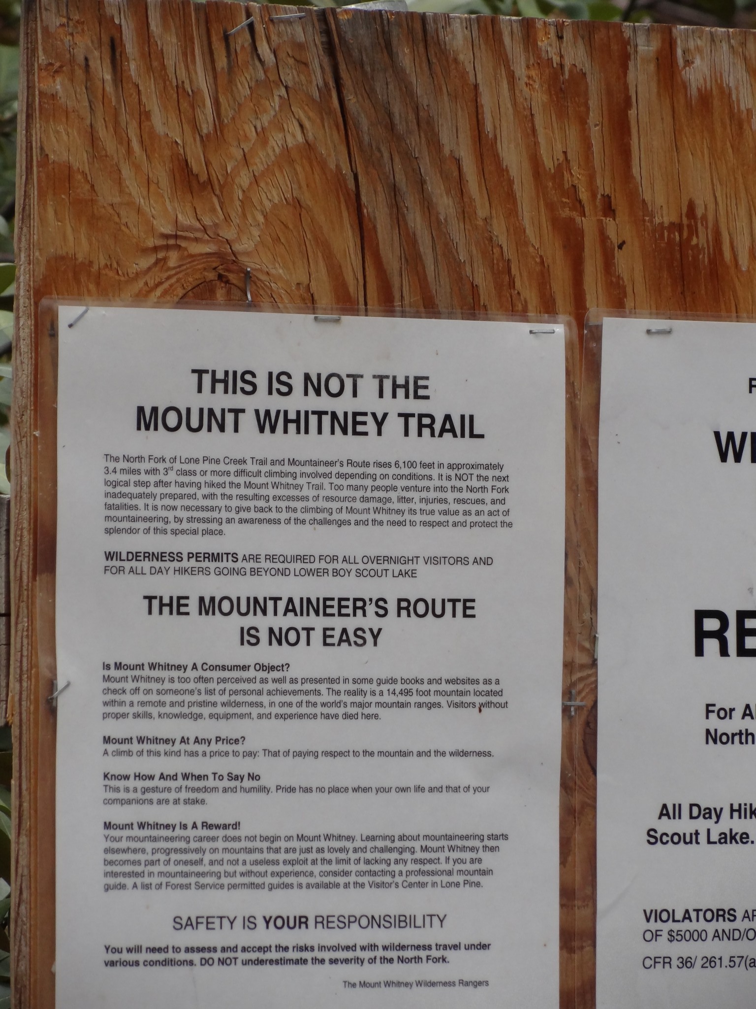 Mountaineer's Route Sign