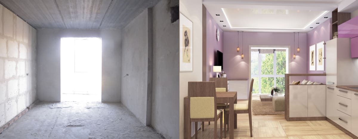 Дизайн интерьера квартиры Черкассы. Гостиная фото до и после