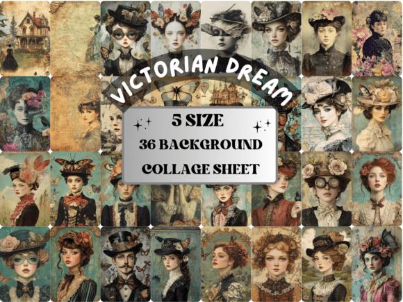 Victorian collage journal paper with portraits and VICTORIAN DREAM text