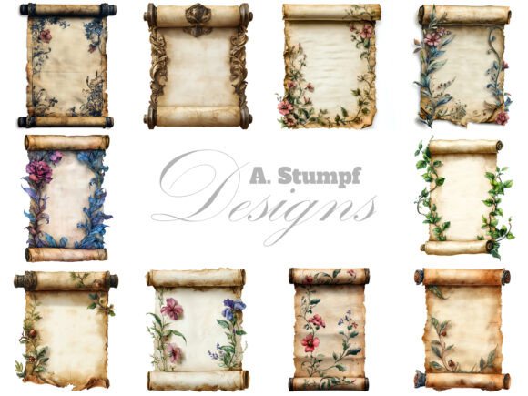 Vintage Medieval Scroll Designs
