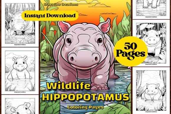 Cartoon Hippopotamus Coloring Page