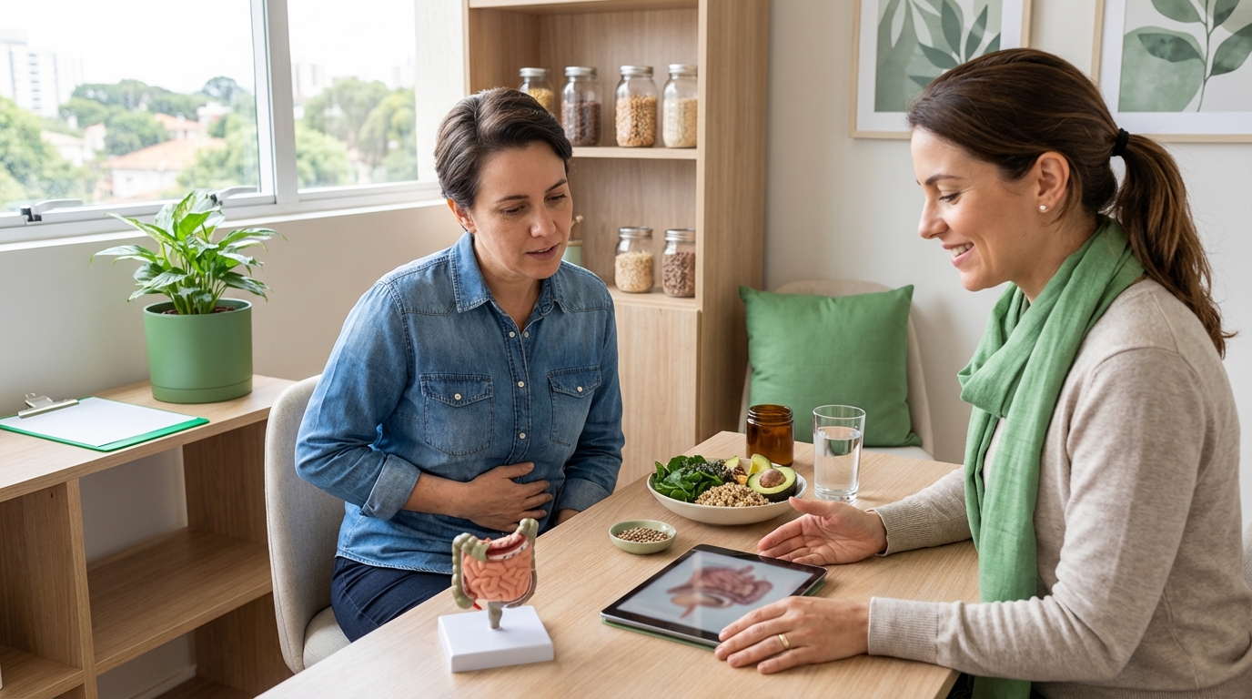 Intestino Preso, Gases e Inchaço: Como a Nutrição Funcional Investiga a Raiz do Problema