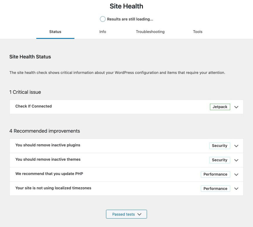 site health status