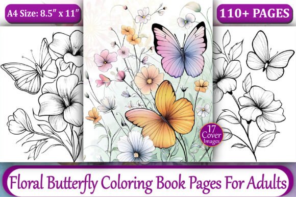 Floral Butterfly Coloring Book Cover