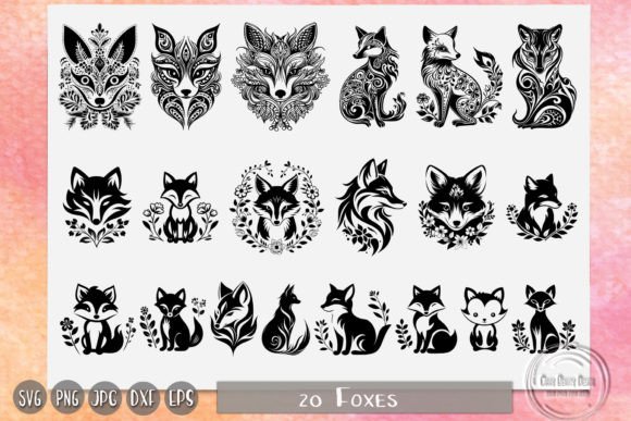 Cute Foxes Floral Zentangle Coloring Pages