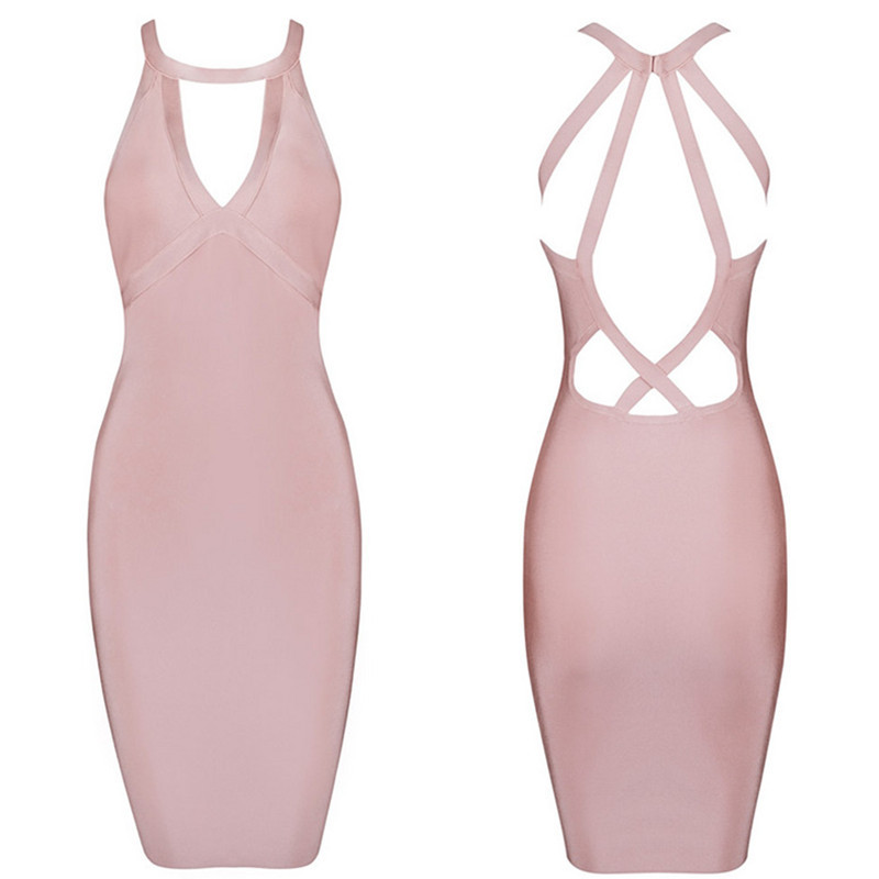 2015 Summer Party Sexy Women Celebrities Bandage Dress Club Dress Bodycon Midi Wrap Dresses