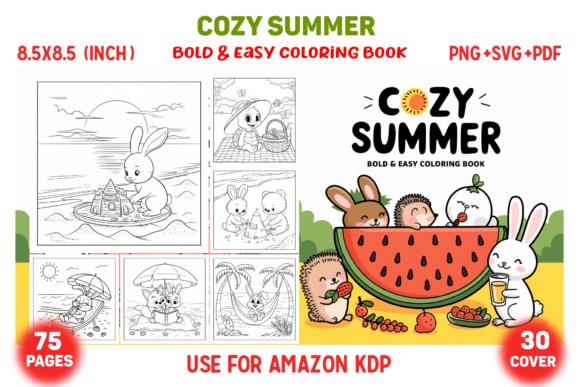 Cozy Summer Coloring Book featuring animals in summer activities