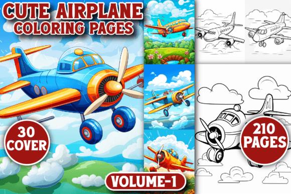 Cute Airplane Coloring Book Cover with Playful Design