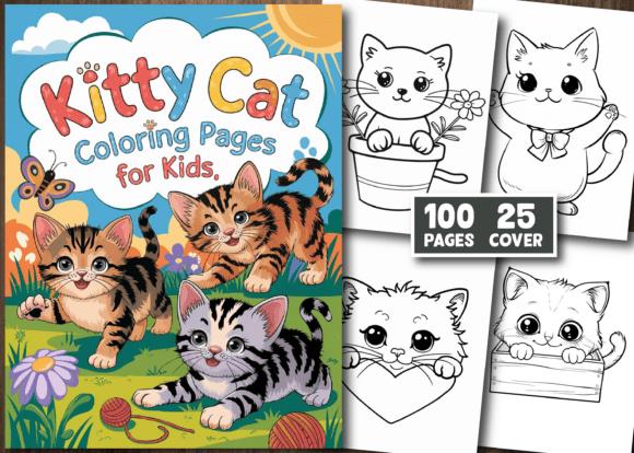 Kitty Cat Coloring Pages for Kids cover and sample designs