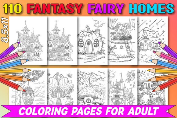 Fantasy Fairy Homes Coloring Book Cover
