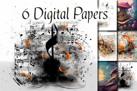 Musical Abstract Music Notes Sublimation Design
