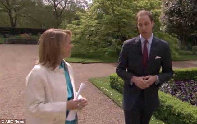 Touring: Prince William joked about the helicopters overhead while the pair toured the Clarence House gardens