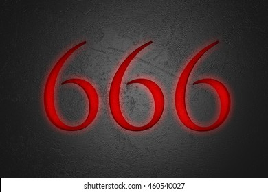 Engraved number 666 on stone background, 3d illustration