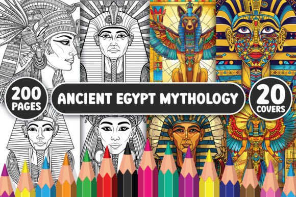 Ancient Egypt Mythology Coloring Book Cover