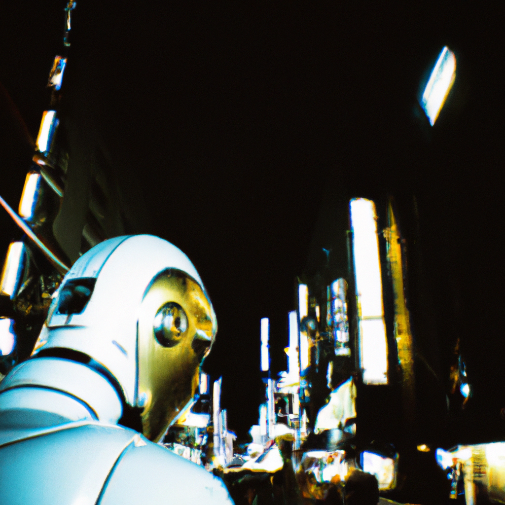 A photograph of a cyborg exploring Tokyo at night, lomography