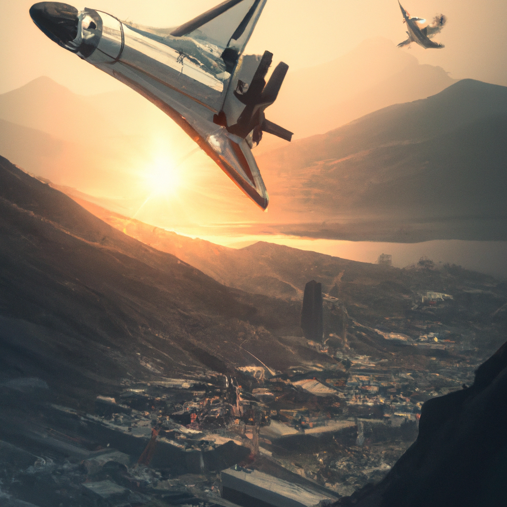 A Space Shuttle flying above Cape Town, digital art