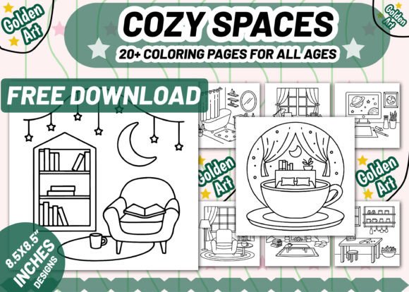 Cozy Spaces Coloring Book Preview