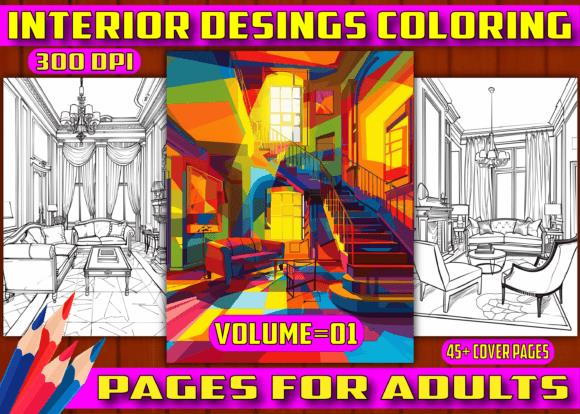 Interior Designs Coloring Book Cover
