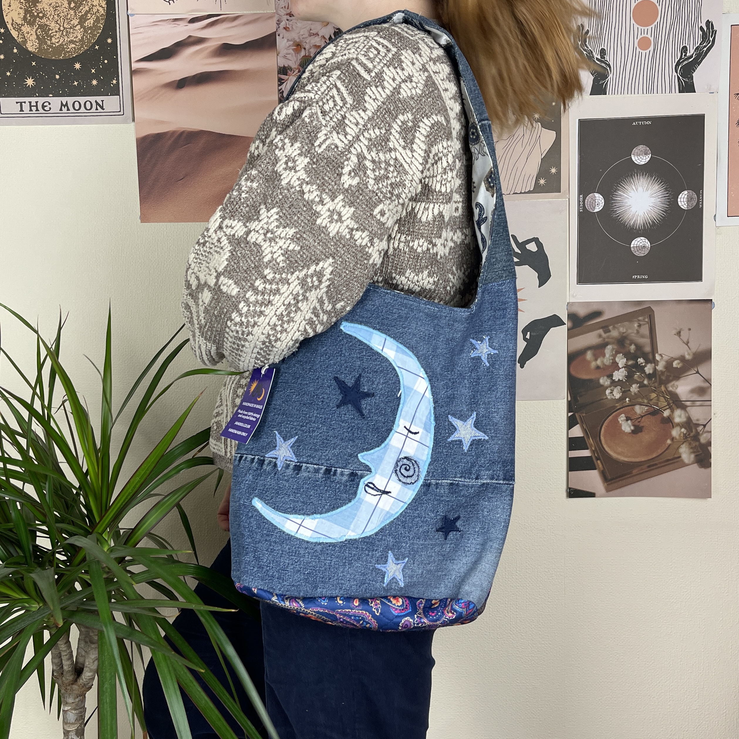 Denim Moon Bag