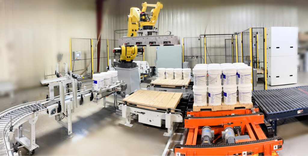 automated palletizing systems, coil handling robots, warehouse safety solutions