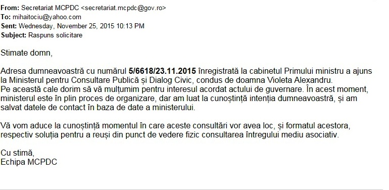 raspuns minister