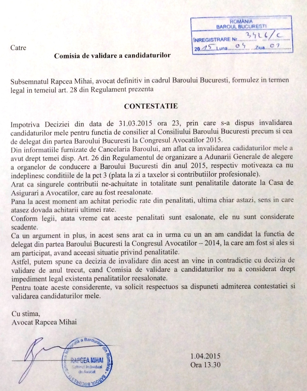 contestatie rapcea