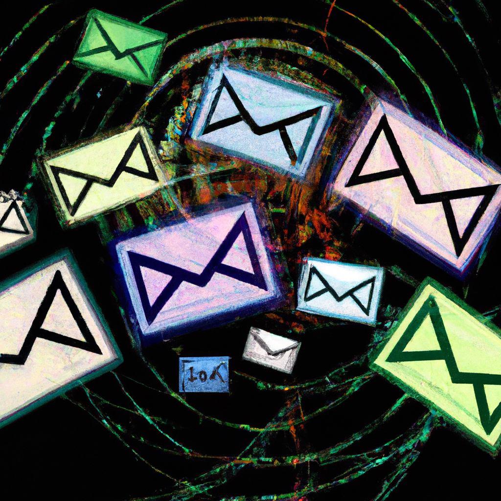 A vibrant image of an email inbox filled with various emails, representing the digital communication landscape, for instagram post to upload in canva 