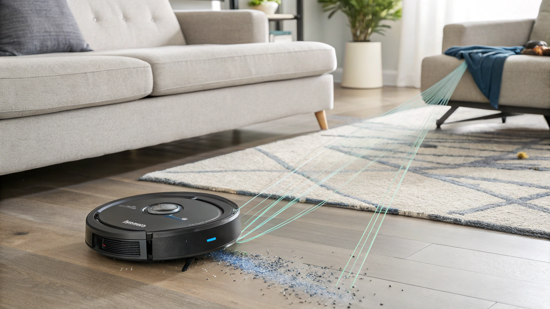 Robot Vacuum Navigating a Home with Advanced Technology