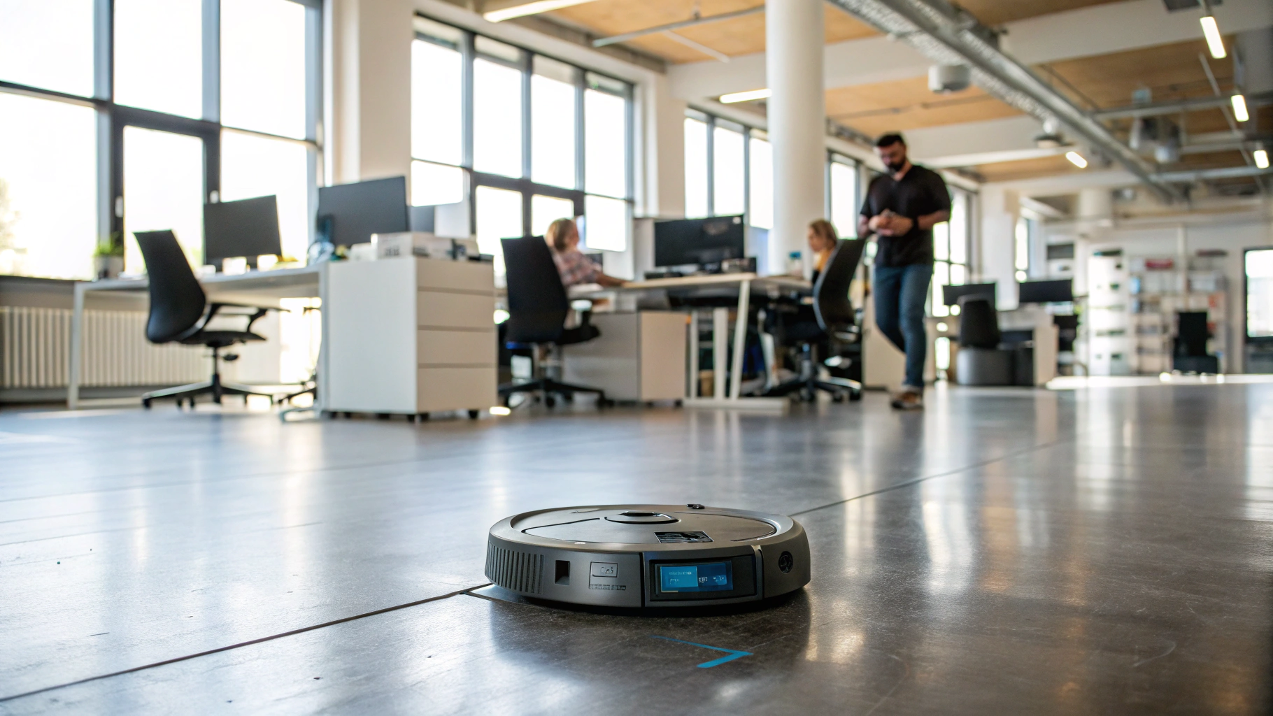 Commercial Robot Vacuum Operating in Large Office Space