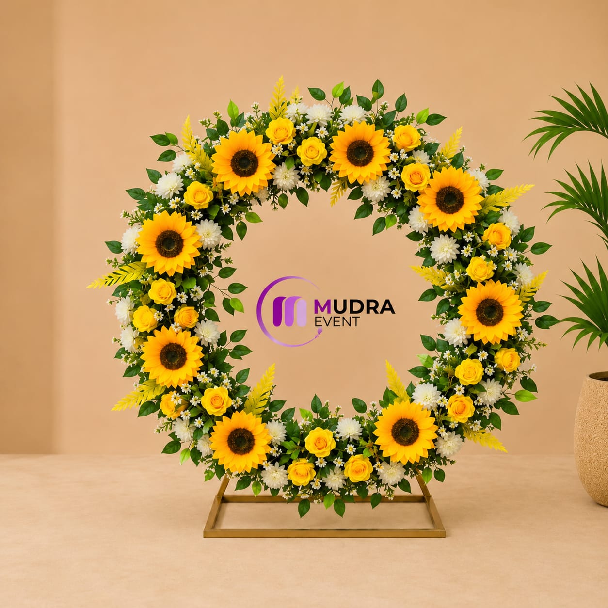 Sunflower Circular Floral Ring Ganpati Decoration