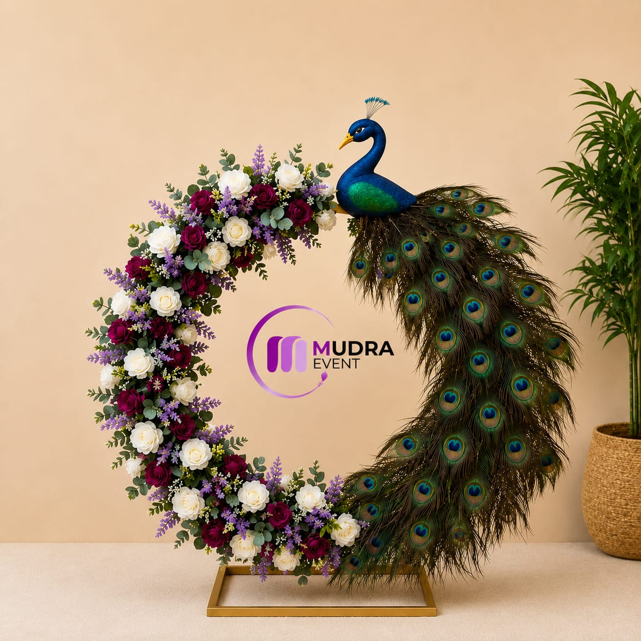 Royal Peacock Floral Crescent Ring Ganpati Decoration