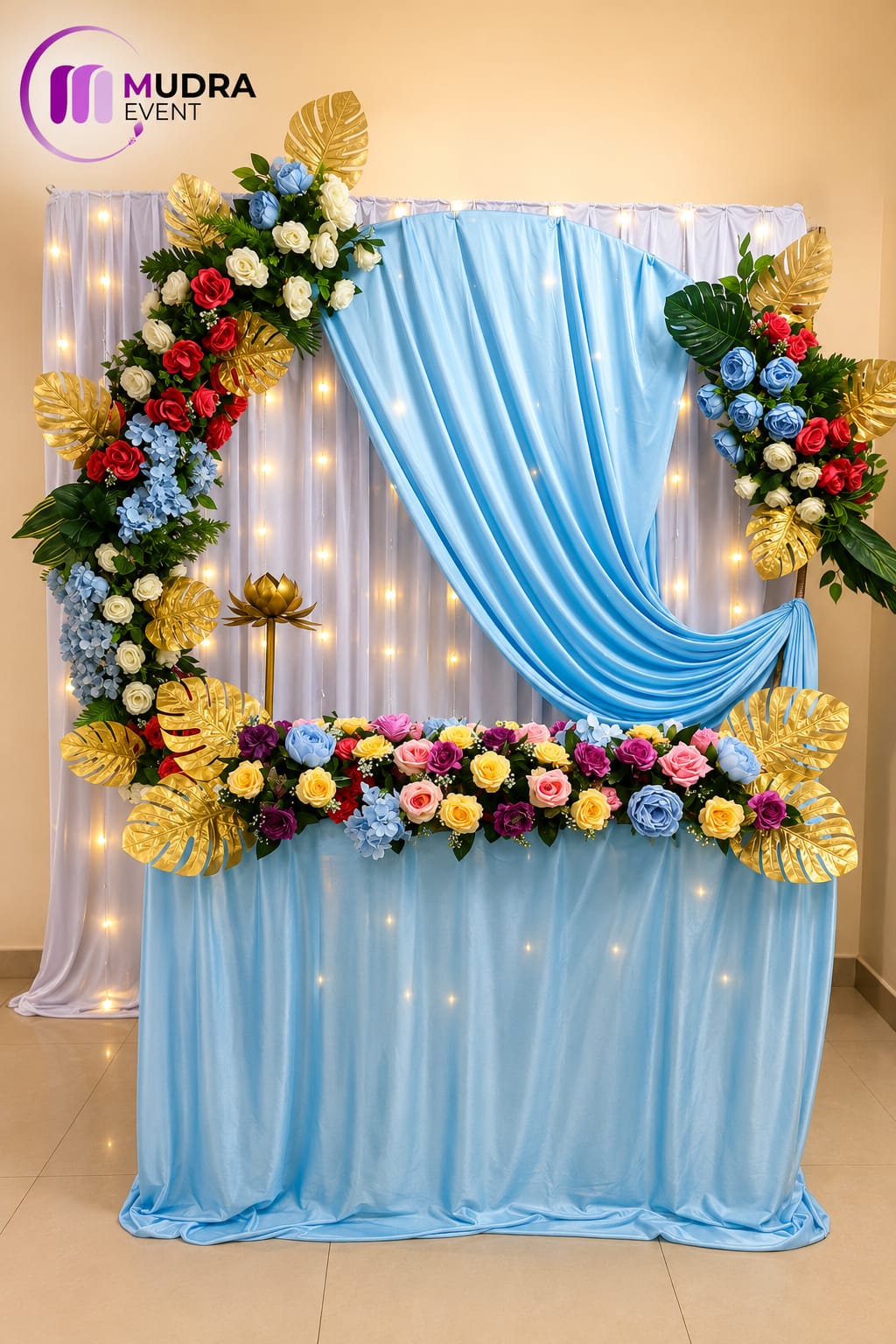 Elegant Sky Blue Ganpati Decoration
