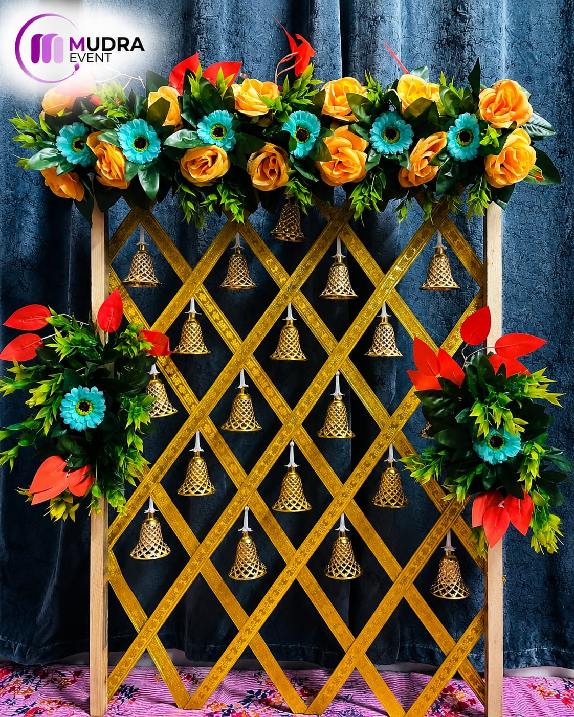 Golden Bell Floral Ganpati Decoration