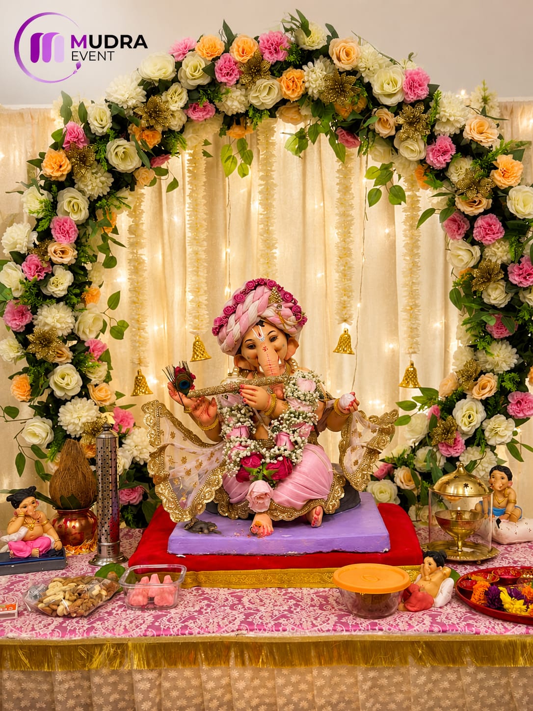 Pastel Blossom Floral Ganpati Decoration