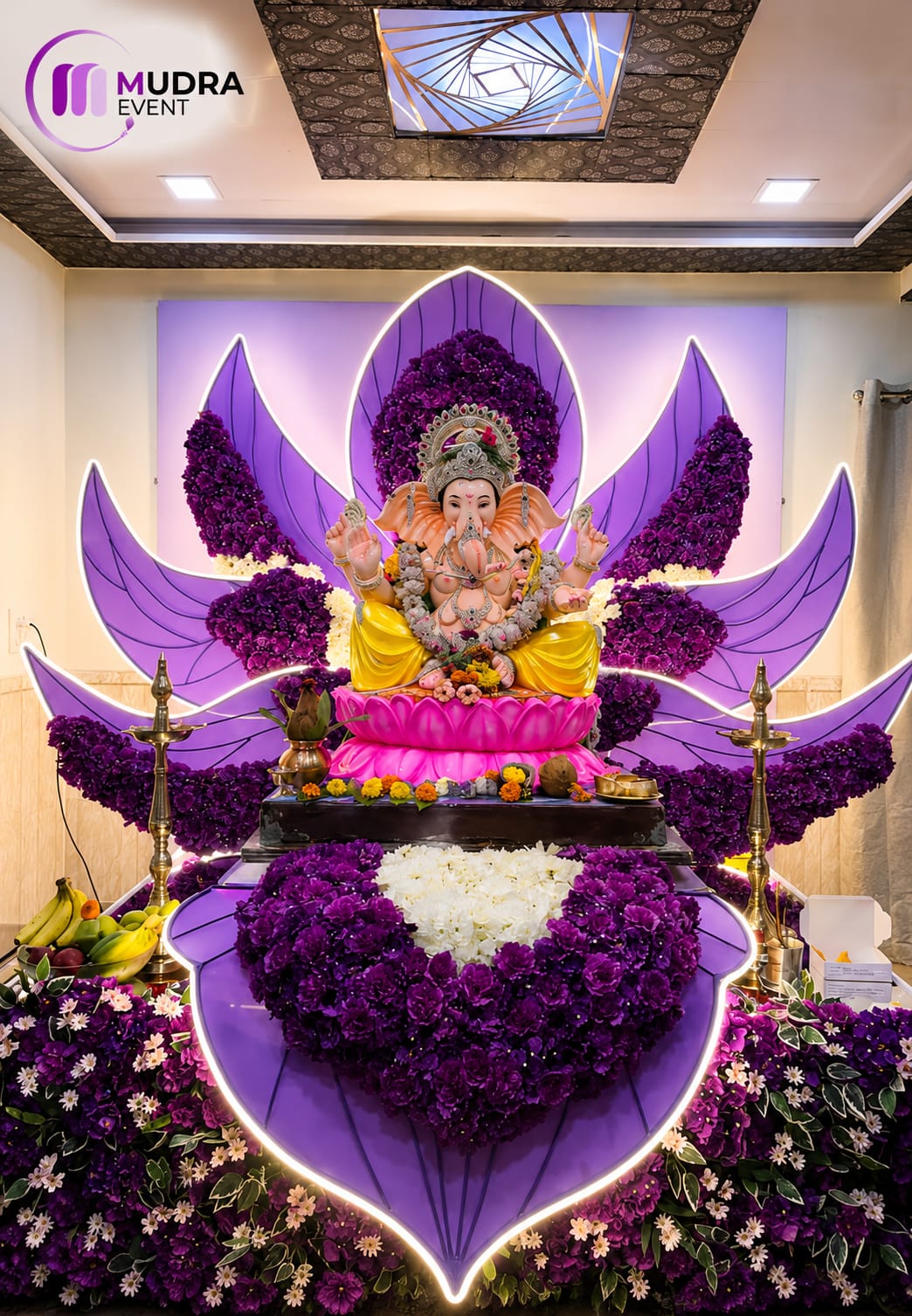 Royal Purple Lotus Ganpati Decoration
