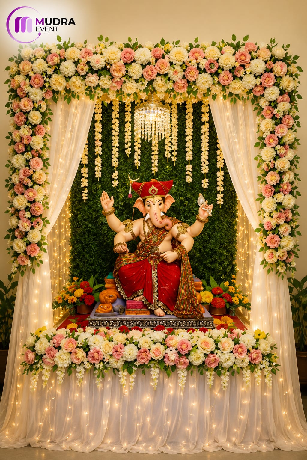 Royal Floral Elegance Ganpati Decoration