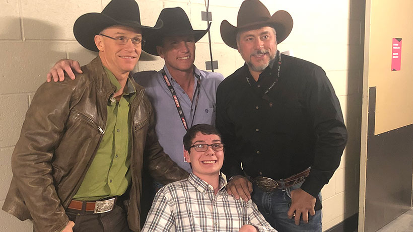 Ethan Brown with Ty Murray, Justin McBride and Adriano Moraes